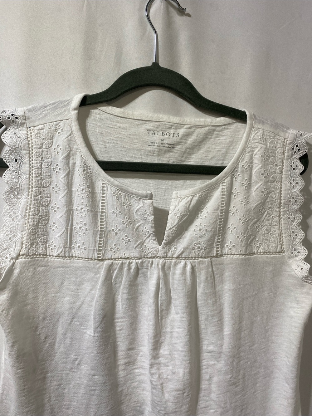 Talbots White Eyelet Sleeveless Cotton Top - Picture 3 of 7
